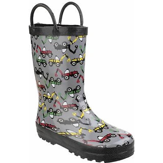 Cotswold Digger Puddle Waterproof Wellington Kids | Wellingtons  | Grey / Digger  | UK Size 9