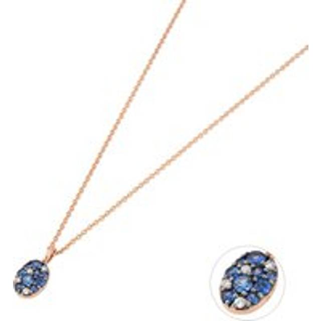 Ponte Vecchio 18ct Rose Gold Sapphire Diamond Pave Oval Necklace
