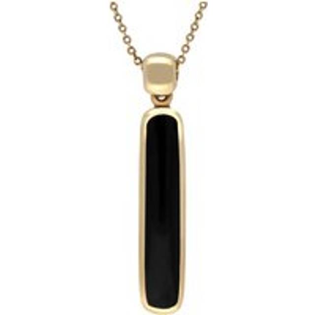 9ct Yellow Gold Whitby Jet Long Oblong Necklace
