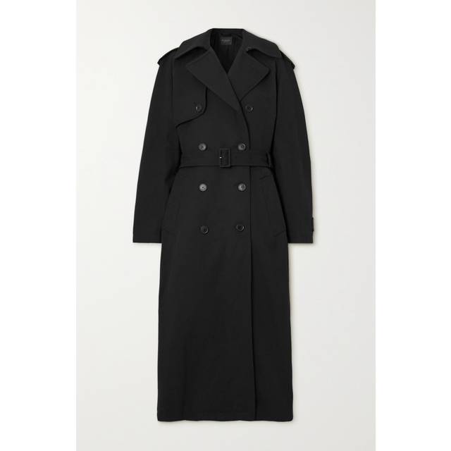 Balenciaga - Hourglass Oversized Double-breasted Wool And Cotton-blend Trench Coat - Black - FR 36