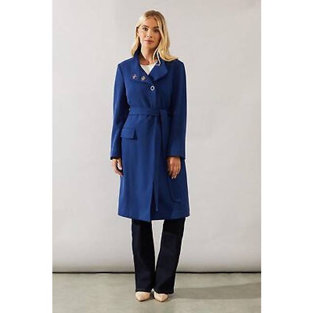 Wallis womens basic jacket petite smart funnel neck navy coat