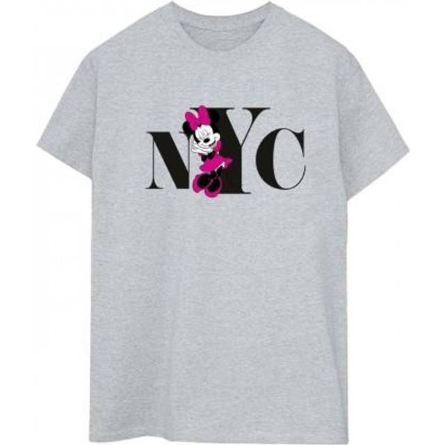 (M, White) Disney Womens/Ladies Minnie Mouse NYC Cotton Boyfriend T-Shirt