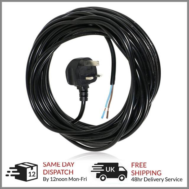 Xl extra long 12m metre cable mains power lead for shark vacuum uk plug
