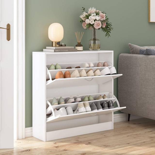 16 Pair Flip Down Shoe Storage - White (16)