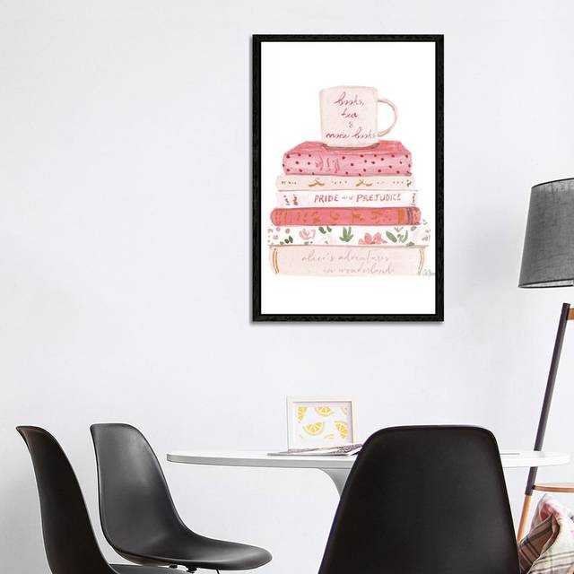 Books And Tea by Style Of Brush - Gallery-Wrapped Canvas Giclée on Canvas - Black Framed (101.6cm H x 66.04cm W x 3.81cm D)