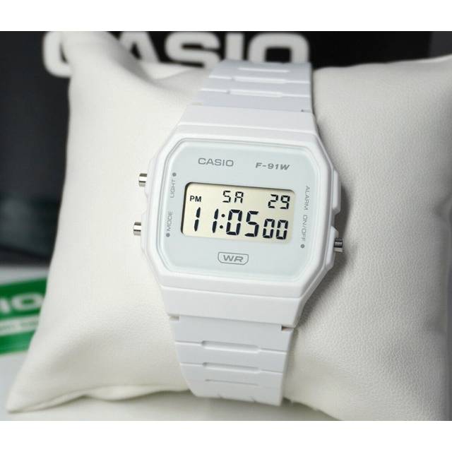 Casio Pop Digital Bio-Based White Resin Strap Quartz F-91WB-7A 100M Unisex Watch