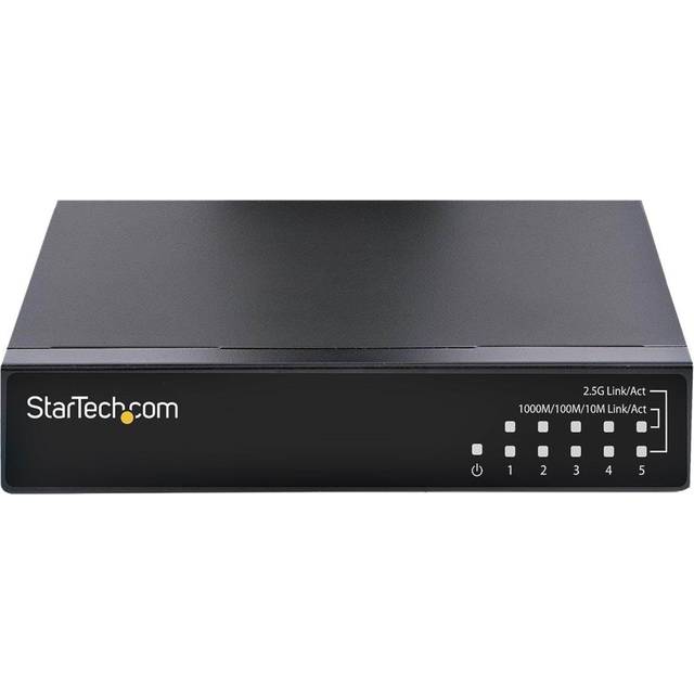 StarTech.com Unmanaged 2.5G Switch - 5 Port Gigabit Switch - 2.5GBASE-T Unmanaged Ethernet Switch - Ethernet Splitter - Din Rail or Wall Mount - Multi-Gigabit - Auto-MDIX - 9K Jumbo Unmanaged 2.5G Ethernet (100/1000/2500) Full duplex Wall mountab