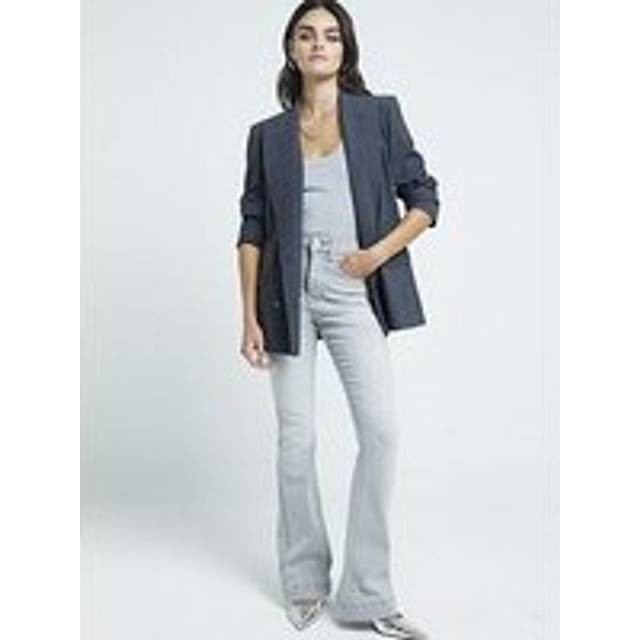 River Island Womens Grey High Waisted Flare Jeans - 8L