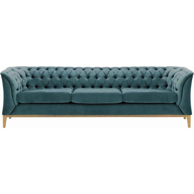 Burnham Velvet 3 Seater Sofa - Blue (74cm H X 248cm W X 80cm D)