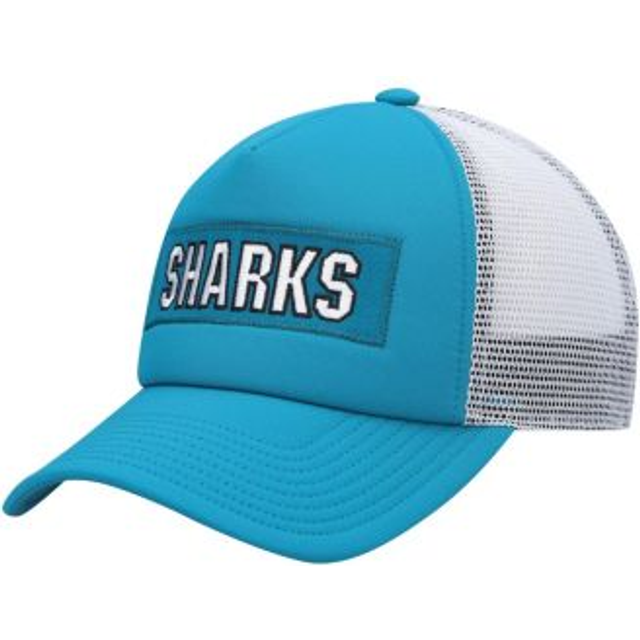 Men's adidas Teal/White San Jose Sharks Team Plate Trucker Snapback Hat