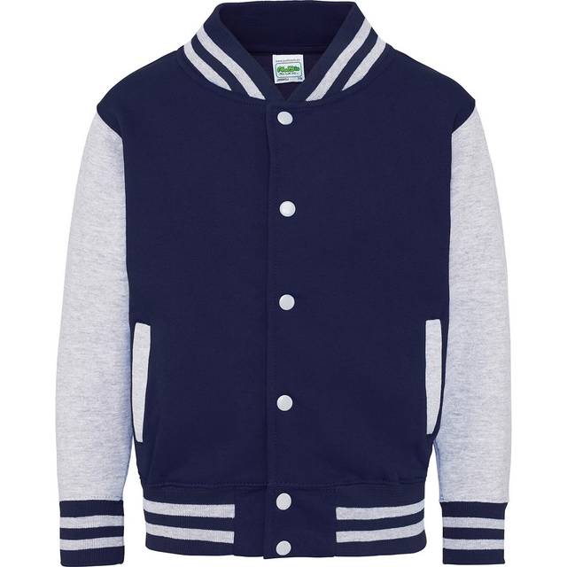 (5-6 Years, Oxford Navy/Heather Grey) Awdis Childrens/Kids Varsity Jacket