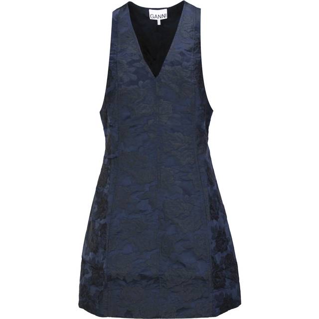 Ganni Women's Navy Mini Dress With Knot Detail in Blue | Size 34 | F97036736 Color 268 (34)