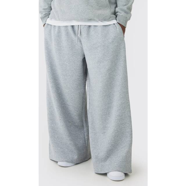 Mens Grey Marl Plus Basic Extreme Wide Leg Joggers