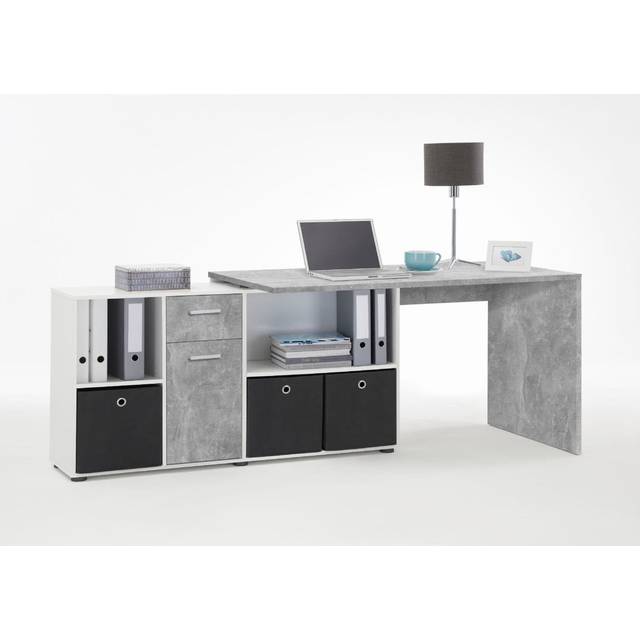 Clumm 75Cm W L-Shaped Writing Desk with Hutch - Grey (96cm H X 75cm W X 68cm D)