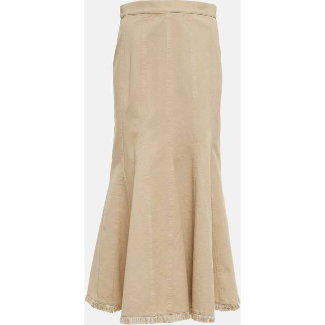Max Mara Pleated high-rise cotton midi skirt - beige (UK 6)