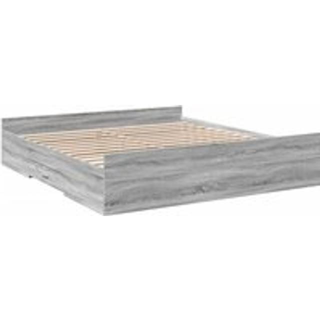 vidaXL Bed Frame with Drawers without Mattress Grey Sonoma 180x200 cm Super King