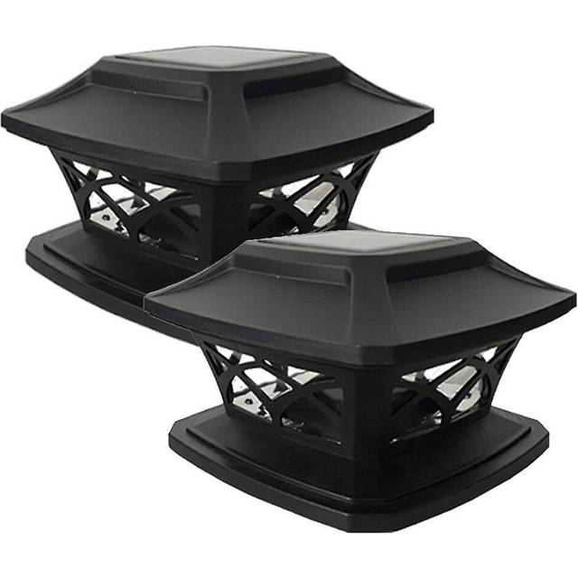 2 Pack Solar Fence Post Lamp Post Head Light Garden Light Post Light