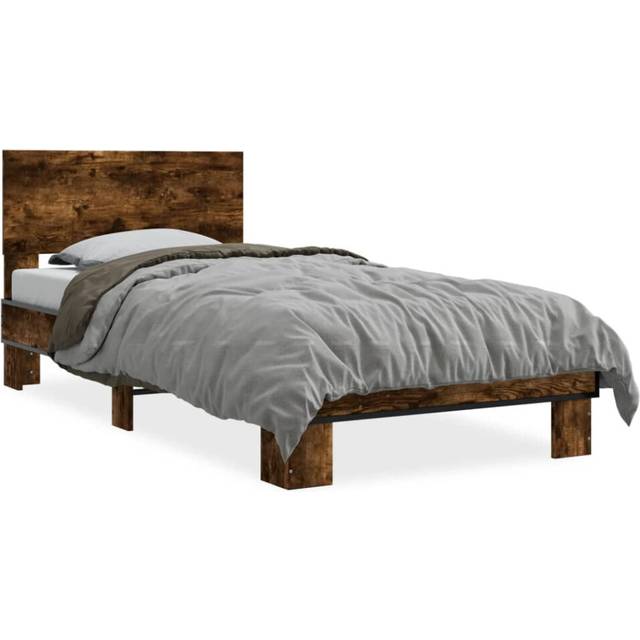 vidaXL Bed Frame without Mattress Smoked Oak 75x190 cm Small Single - Brown