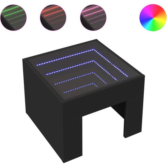 Sängbord med Infinity LEDs svart 40x40x30 cm