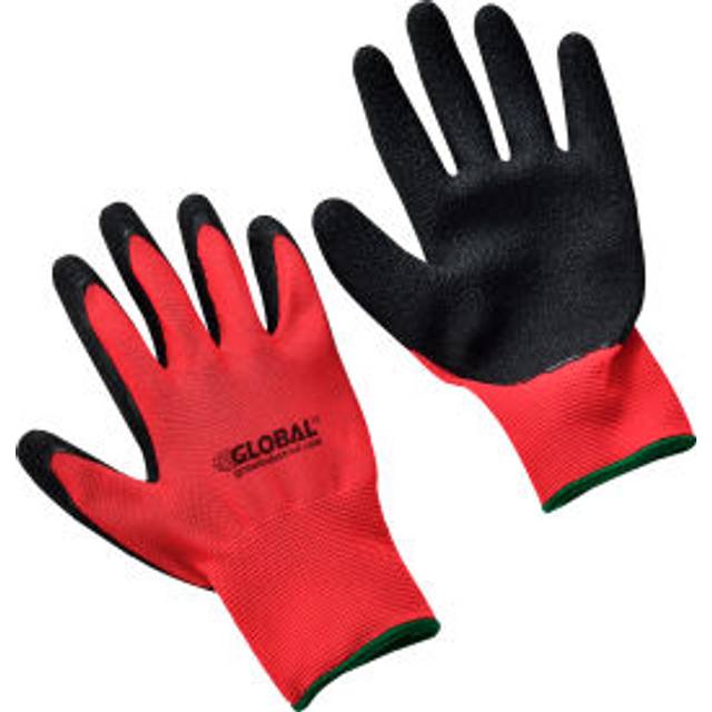 Global Industrial 708347M Crinkle Latex Coated Gloves - Red & Black - Medium - Pack of 2