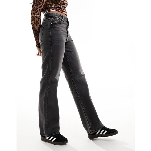 River island womens straight jeans black high waisted relaxed pants bottoms