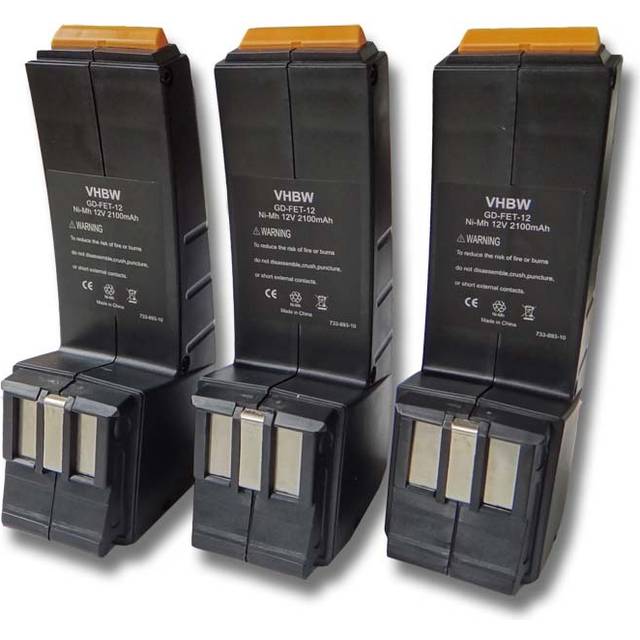 Vhbw - 3x Battery Replacement for Festo / Festool 489824, 489823, 490358, 489825, 489835, 489728, 489974 for Power Tools (2100 mAh, NiMH, 12 v)