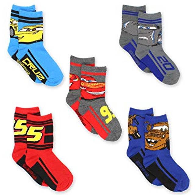 Disney Cars 3 Boys Toddler 5 pack Crew Socks (Shoe: 10-4 (Sock: 6-8)