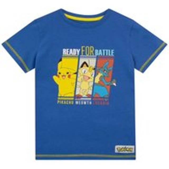 Ready for battle Pikachu Meowth and Lucario T-Shirt - Blue - 6-7 Years
