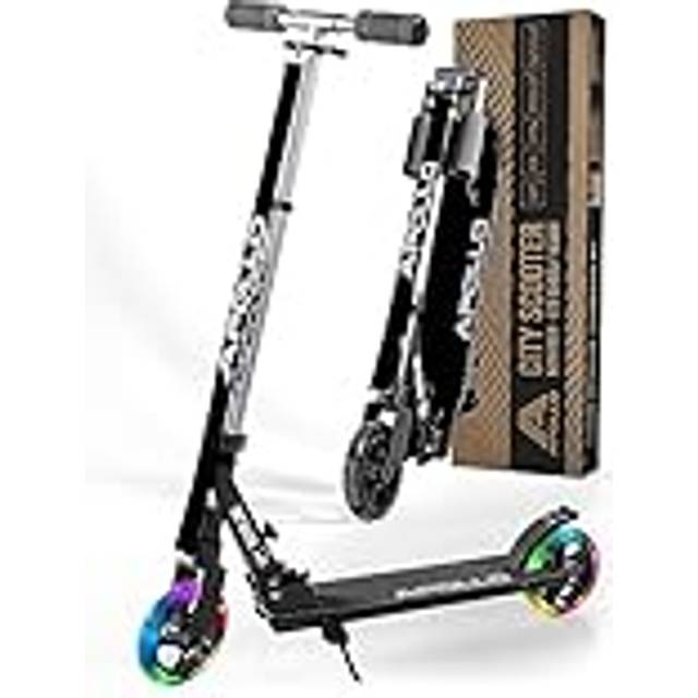 Apollo Scooter LED – Skyracer med LED-hjul 145 mm City Scooter med fjädring – stadssparkcykel vikbar och justerbar höjd – sparkcykel för barn och tonåringar