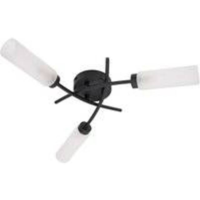 ValueLights Maya Black 3 Way Curved Cross Over Flush Ceiling Light