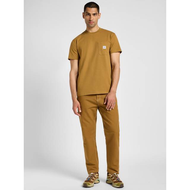 Lee – Workwear – Ljusbrun, avslappnad t-shirt med logga på fickan