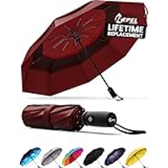 Repel Umbrella Windproof Travel Umbrellas for Rain - Easy Auto Open Close, Durable & Compact Umbrella, Strong Fiberglass Frame, Waterproof Canopy - Backpack, Purse, Portable Umbrella for Travel