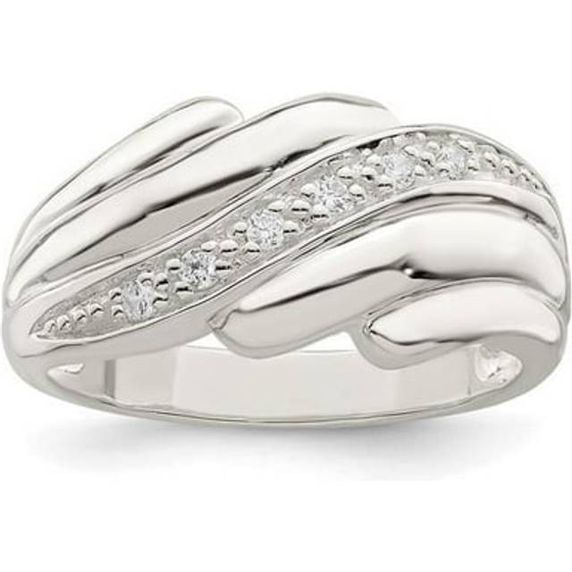Sterling Silver CZ Wave Ring - Size 6