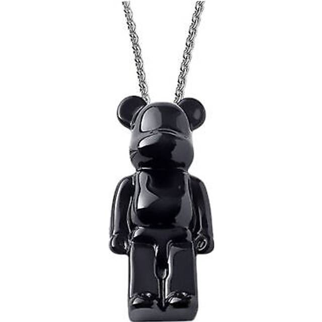 BearBrick Long Necklace, Silver, Black Crystal 2814117 - Standard