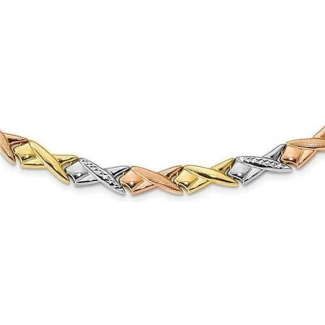 Leslies 10K Tri-color Polished & Brushed D-C Necklace