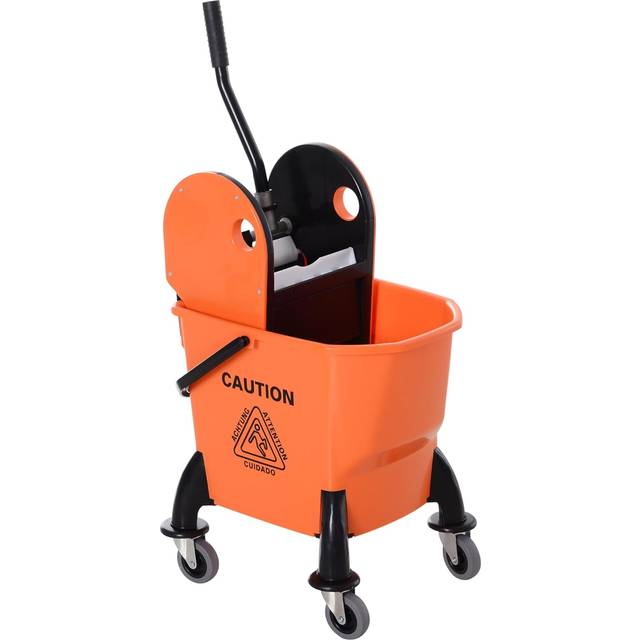 HOMCOM Mop Bucket on Wheels with Carry Handle - Mop Holder and Plastic Body | TJ Hughes