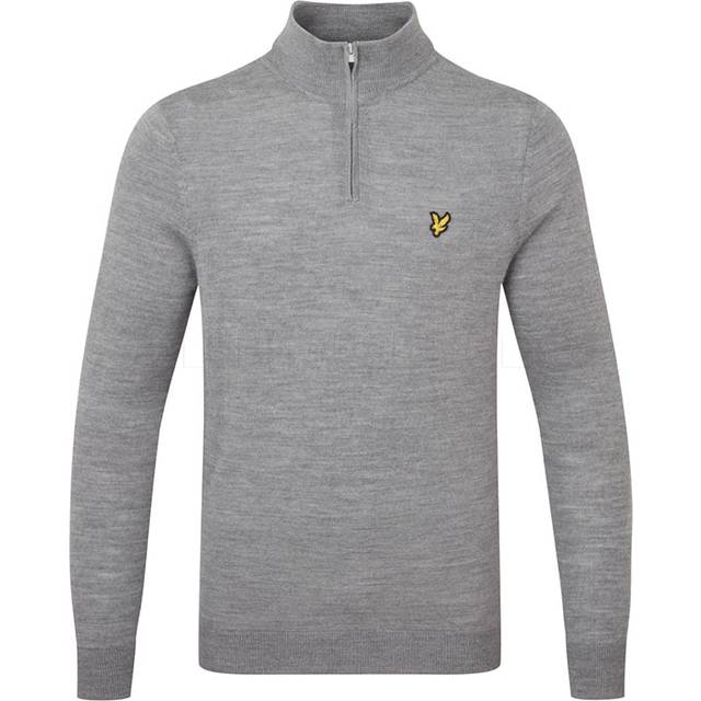 Lyle & Scott, Stickade tröjor & koftor, Herr, L, Merino Blend Quarter Zip Pullover - gray (L)