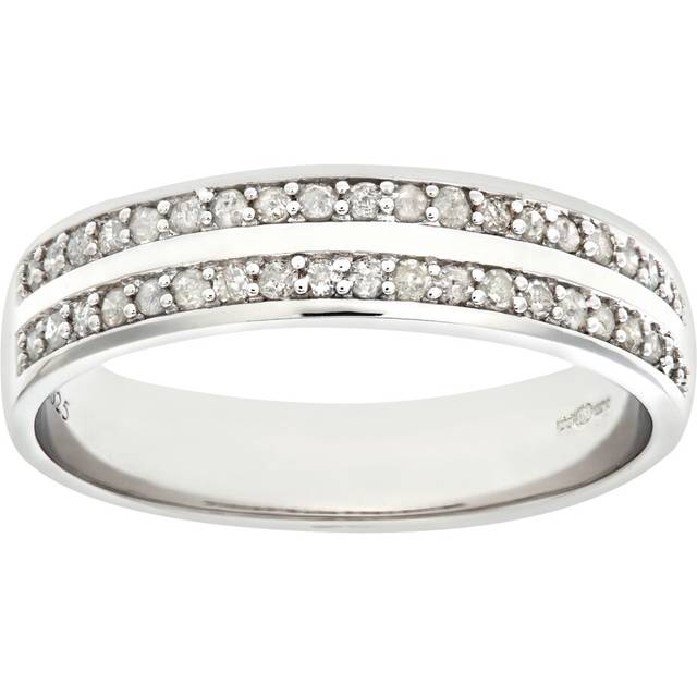 (O) Jewelco London 9ct White Gold Quarter Carat Diamond Double Row Pave Set Eternity Ring