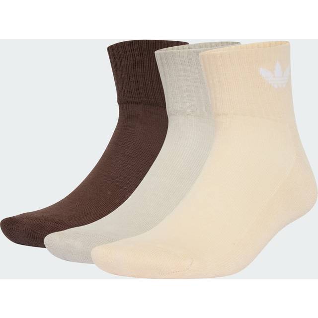 Adidas Brown, Grey and Beige Fabric Logo Print Mid Ankle 6 Pack Crew Socks, Size: M - Brown/Grey/Beige