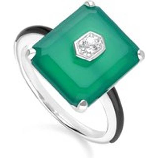 (Q) Grand Deco Chalcedony & White Topaz Statement Ring In Sterling Silver