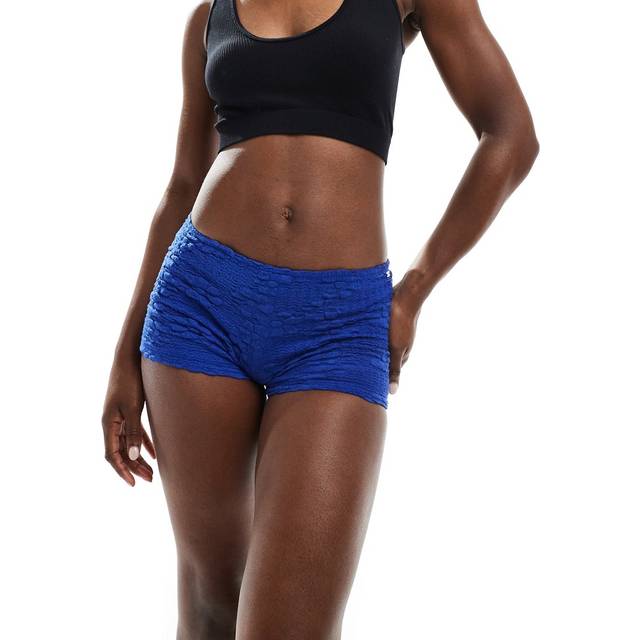 Pull&Bear – Blå, blommiga shorts i minilängd med textur