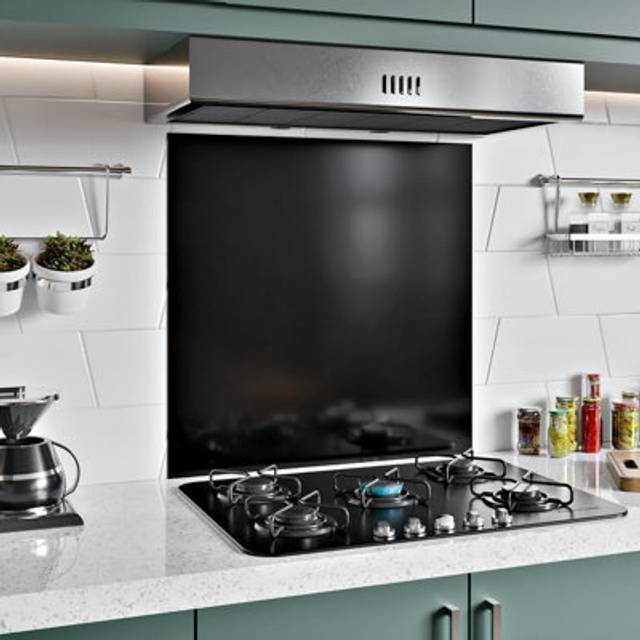 (600x750 mm, Black Brush) BELOFAY 1mm Thick Stainless Steel Splashback for Kitchen, Brushed Finish, Hob Splashback For Cookers with Adhesive/Glue incl
