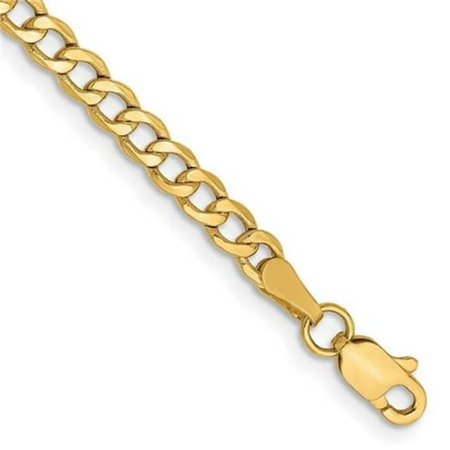14K Yellow Gold 3.35 mm Semi-Solid Curb Chain 7 in. Bracelet