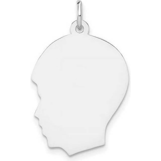 XWM61-35 14K White Gold Plain Medium 0.035 Depth Facing Left Engravable Boy Charm