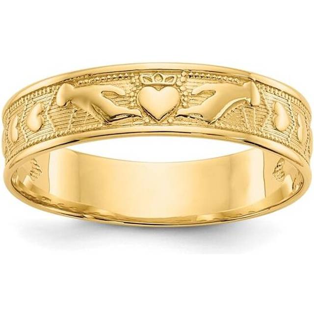 Quality Gold K5135 14K Yellow Gold Polished Claddagh Band - Size 8.5
