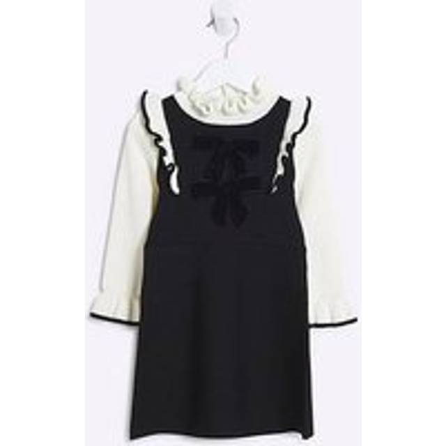 River Island Mini Mini Girls Knit Bow Dress - Black, Black, Size Age: 4-5 Years - age: 4-5 YEARS