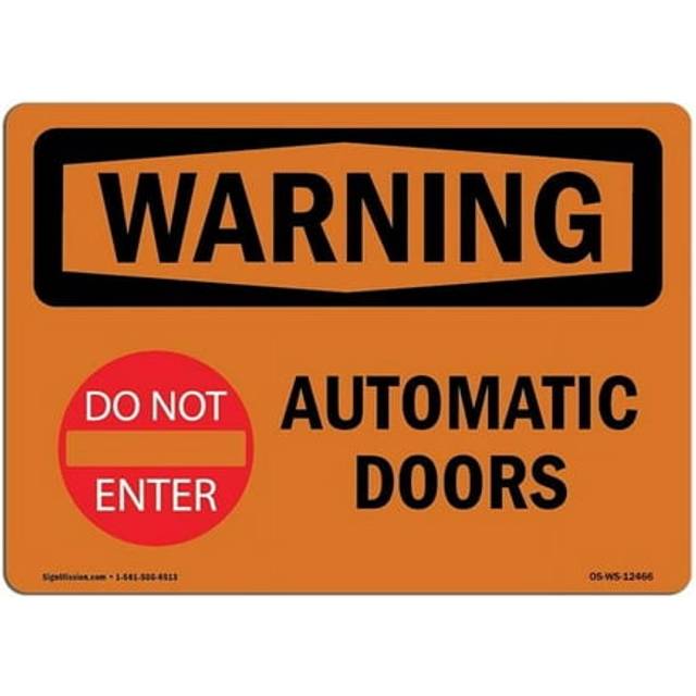 SignMission OS-WS-A-710-L-12466 7 x 10 in. OSHA Warning Sign - Automatic Door with Symbol