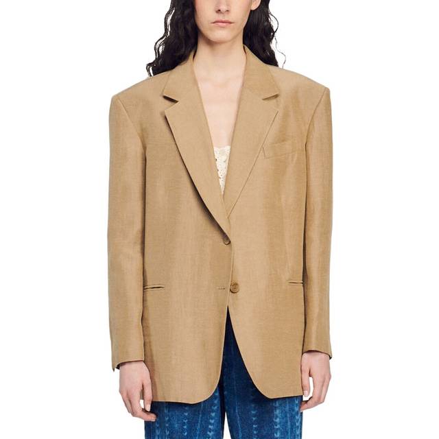 Sandro Robanne Linen-Blend Suit Blazer