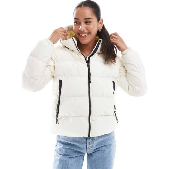 Superdry Hooded Sports Padded Jacket - White, White, Size 16, Women