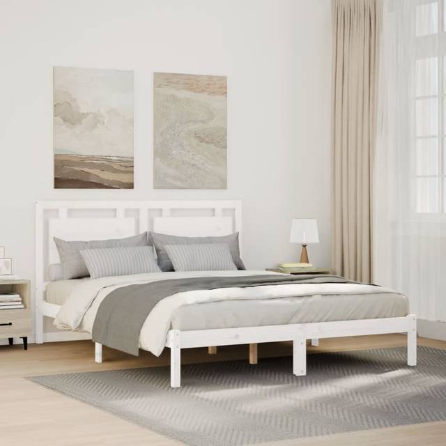vidaXL Extra Long Bed Frame without Mattress White 160x210 cm Solid Wood